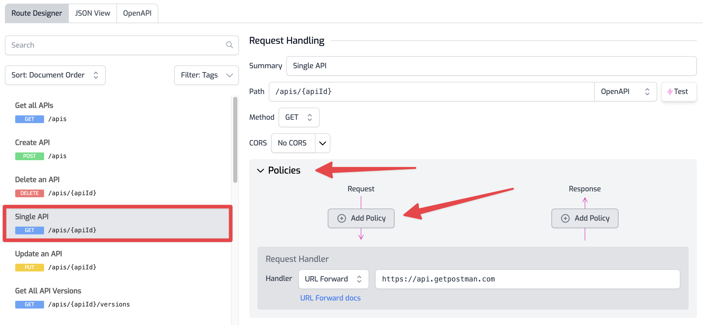 添加Mock API策略
