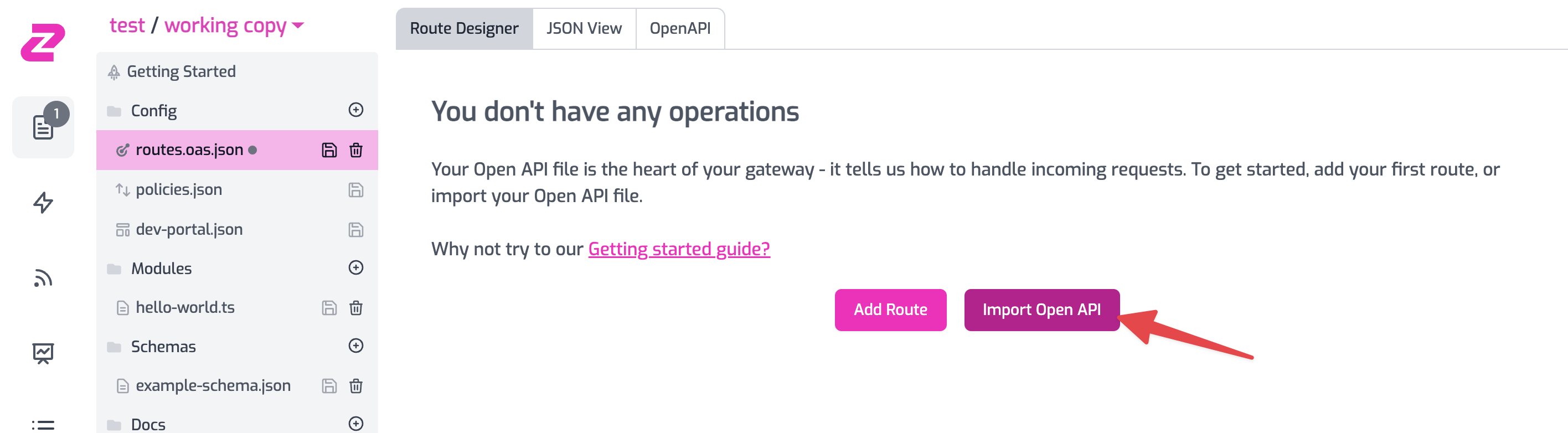 选择包含示例的路由